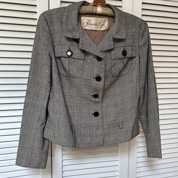 Vintage 1960s Glen Check Plaid Jacket Basta France Hurwitch Bros Boston - Picture 1 of 10